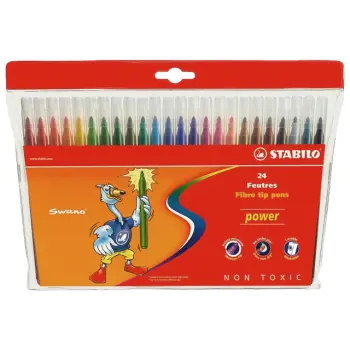 Viltstift stabilo power 24st ass