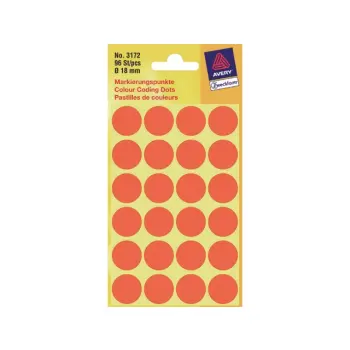 etiket avery zweck 3172 18mm 96st fluor rood