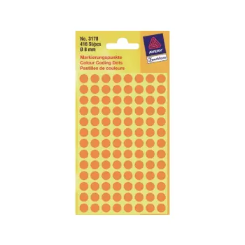 etiket avery zweck 3178 rond 8mm 416st oranje