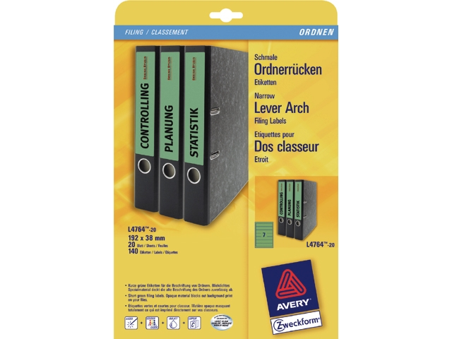 rugetiket avery zweck l/i/k l4764 192x38mm gr