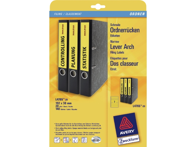 rugetiket avery zweck l/i/k l4765 192x38mm ge