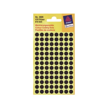 etiket avery zweck 3009 8mm rond 416st zwart