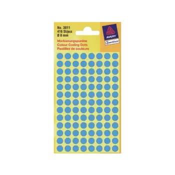 etiket avery zweck 3011 8mm rond 416st blauw