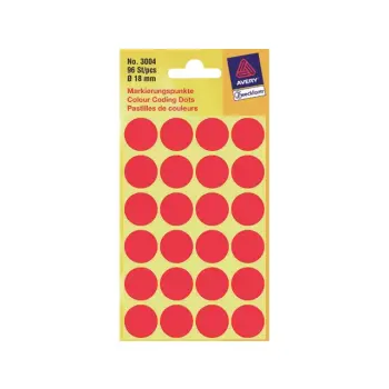 etiket avery zweck 3004 18mm rond 96st rood