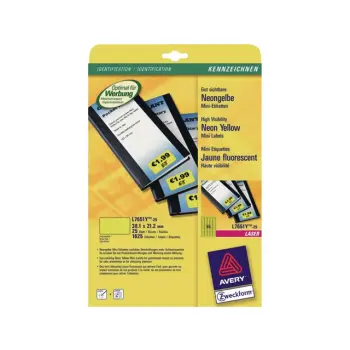 etiket avery laser l7651y 38.1x21.2mm fluor g