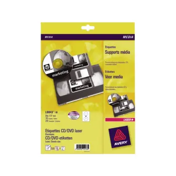 etiket avery laser l6043 cd dvd 117mm 200st