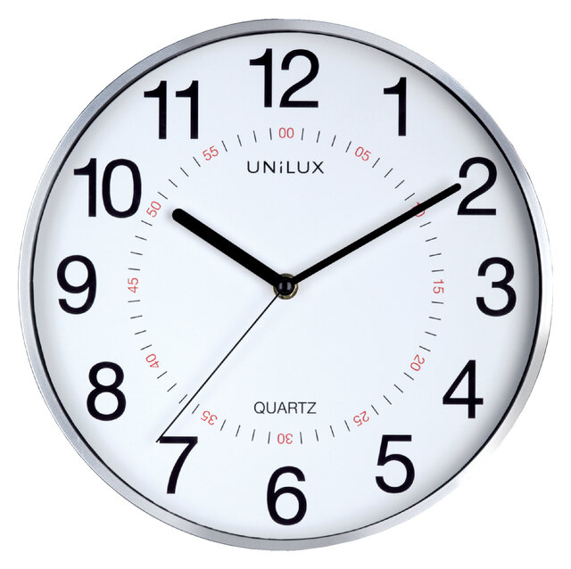 Wandklok 28,5cm zilvergrijs/wit