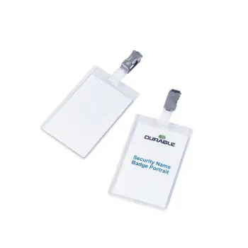 badge durable 8002 met clip 90x60mm