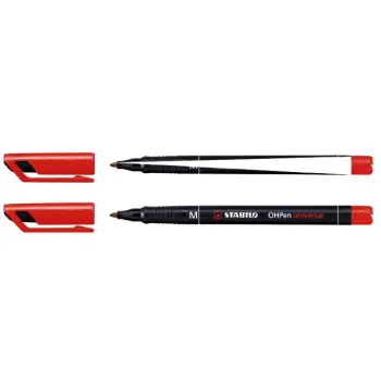 viltstift stabilo ohp m843 perm rond 1mm rood