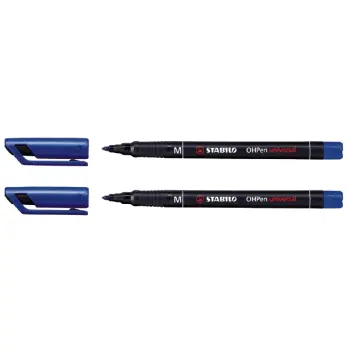 viltstift stabilo ohp m843 perm rond 1mm blau