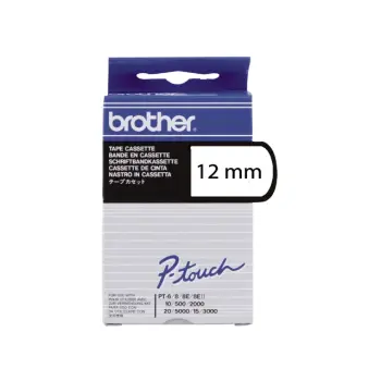 lettertape brother p-touch tc201 12mm wit/zwa