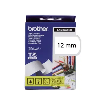 Lettertape wit/zwart 12mm   tze-231