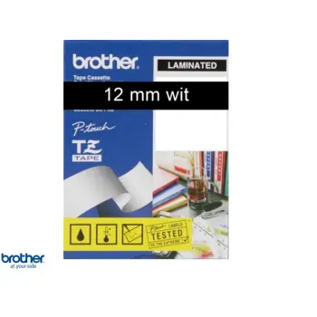 Lettertape tz335 12mm wit op zwart