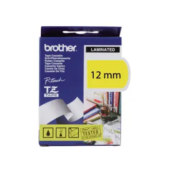 Lettertape geel+opdruk zw12 mm