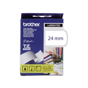 Lettertape tz253 24mm blauw op wit
