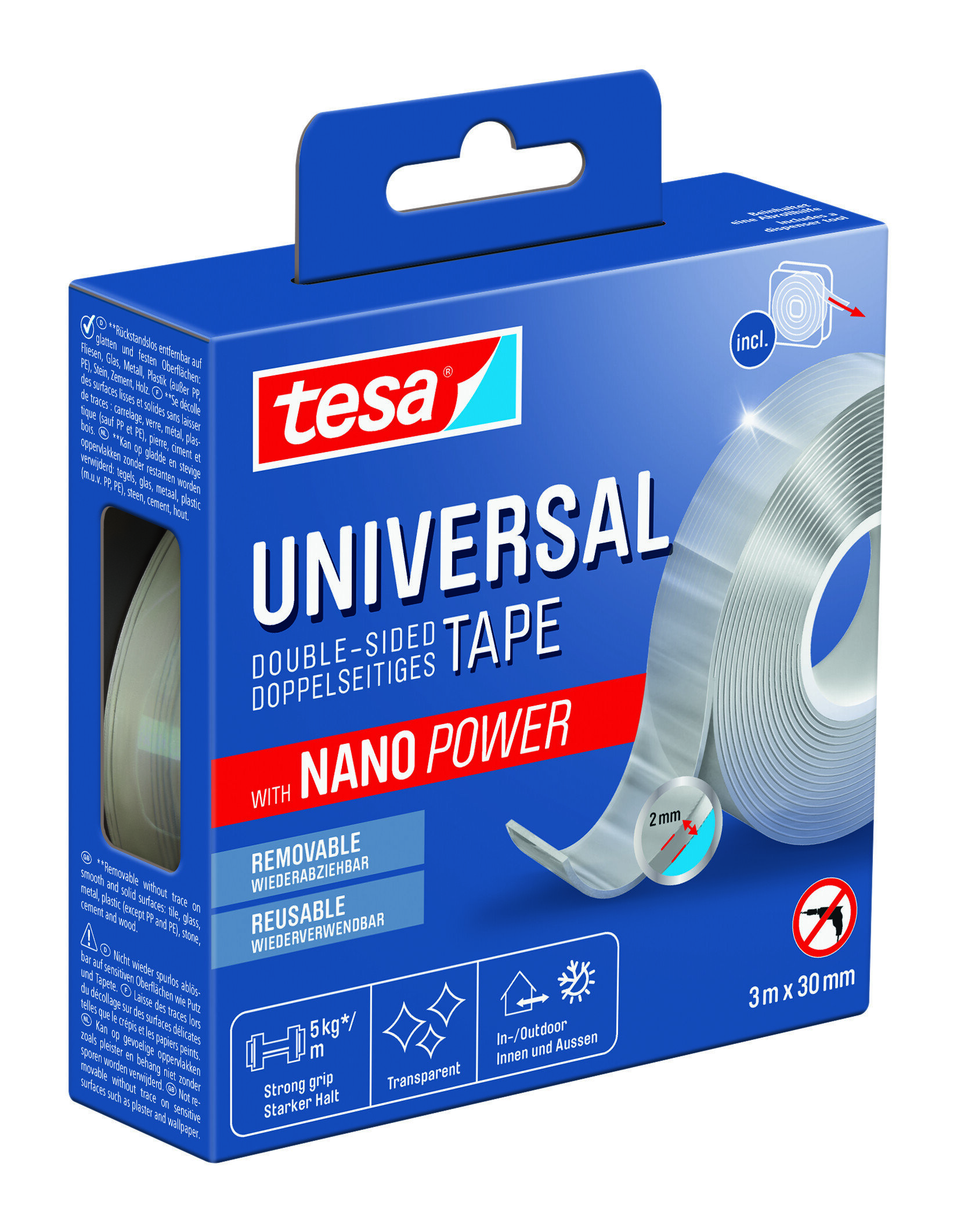 Tesa universele dubbelzijdige nano tape 3m