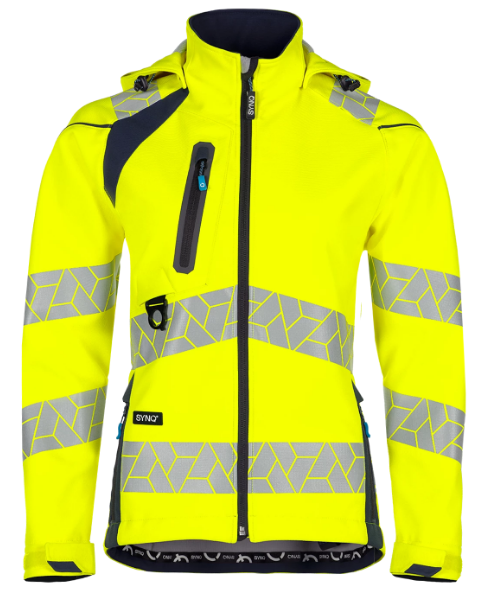 Synq dames softshell fluor geel/marine 2XL
