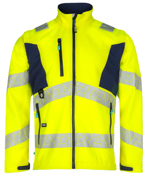 Synq softshell Ledstart fluor geel/marine 3XL