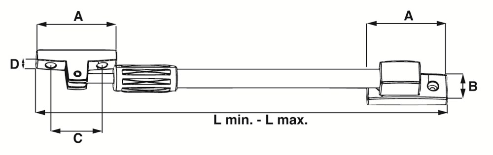 Lijntekening DX raamuitzetter telescopisch