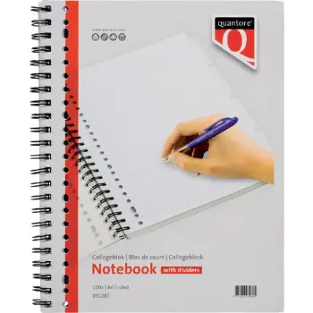 Collegeblok Quantore A4 lijn 23-gaats 4 tabs