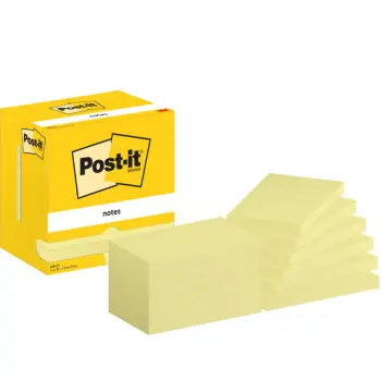 Memoblok Post-it 655 76x127mm geel 12 stuks