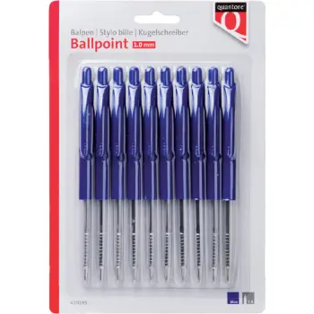 Balpen Quantore drukknop blauw 10 stuks