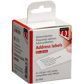 Labeletiket Quantore 99010 28x89mm adres wit