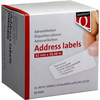 Labeletiket Quantore DK-22205 doorlopend 62mm