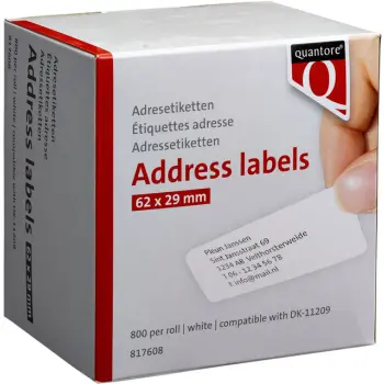 Labeletiket Quantore DK-11209 29x62mm adres