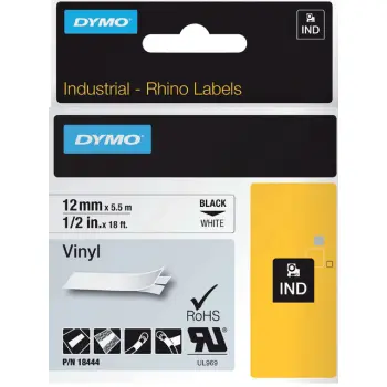 Labeltape Dymo Rhino industrieel vinyl 12mm