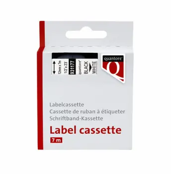 Labeltape Quantore 45013 12mmx7m zwart op wit