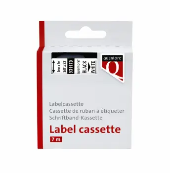 Labeltape Quantore 40913 9mmx7m zwart op wit