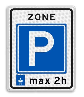 Verkeersbord Zone-P max 2h 530 x 670 mm