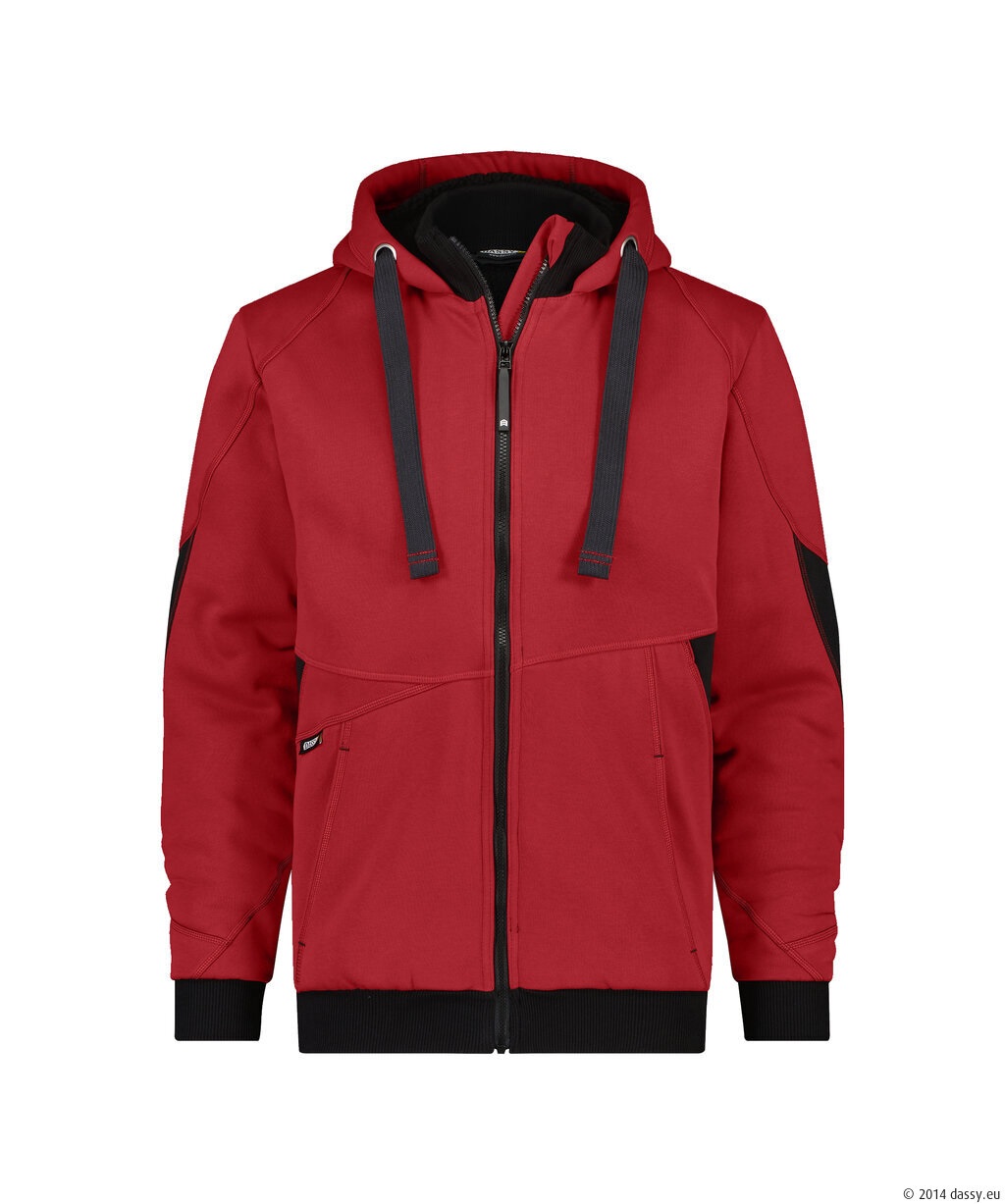 Dassy sweatshirtjas Pulse rood/zwart 4XL