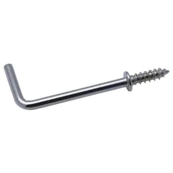 Schroefduimen met borst ijzer vernikkeld | Shouldered square hooks iron nickel plated | Gerade Schraubhaken mit Beffe Eisen vernickelt | Gonds à vis avec embase acier nickelé