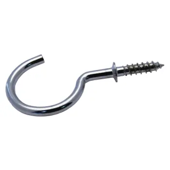 Schroefhaken met borst ijzer vernikkeld | Shouldered cup-hooks iron nickel plated | Gebogene Schraubhaken mit Beffe Eisen vernickelt | Crochets d'armoires avec embase acier nickelé