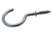Schroefhaken met borst ijzer vernikkeld | Shouldered cup-hooks iron nickel plated | Gebogene Schraubhaken mit Beffe Eisen vernickelt | Crochets d'armoires avec embase acier nickelé