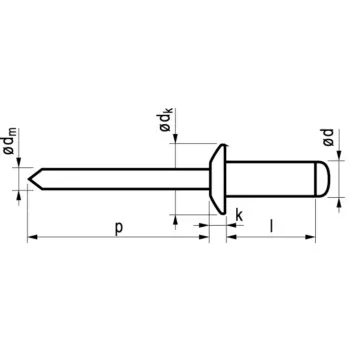 Afbeelding Masterfix blindklinknagel aluminium/staal open type/bolkop MFX 1031