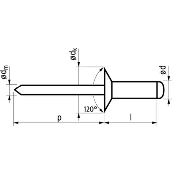 Afbeelding Masterfix blindklinknagel aluminium/staal open type/verzonken kop MFX 1034